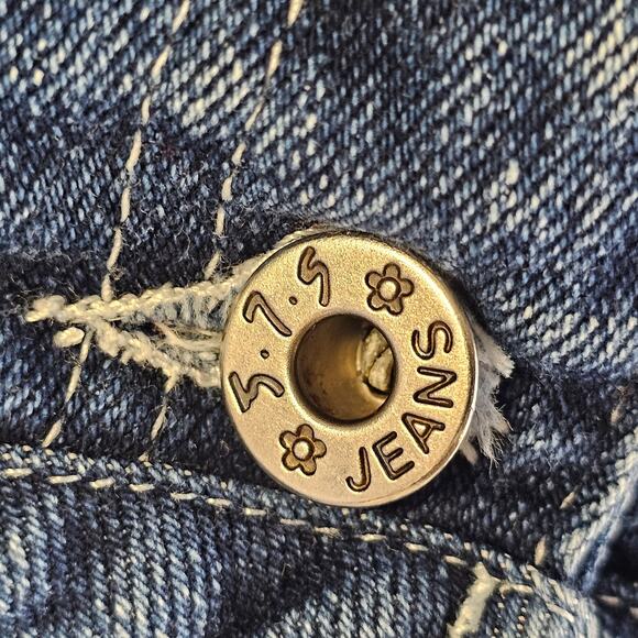 y2k 5-7-9 Capri Jeans Size Medium Low Rise Raw Hem Frayed Distressed Streetwear - Picture 5 of 7